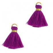 Ibiza style Tassel 1.5cm Gold-dark purple